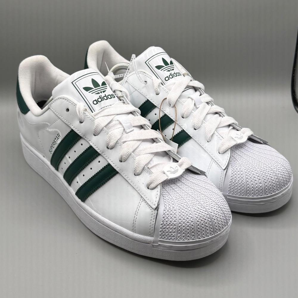 Adidas Superstar II White Collegiate Green Shell Toe Shoes JR7314 M13 W14 NWT